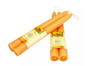 Pure Beeswax Candles: Pair of Dipped Taper Candles